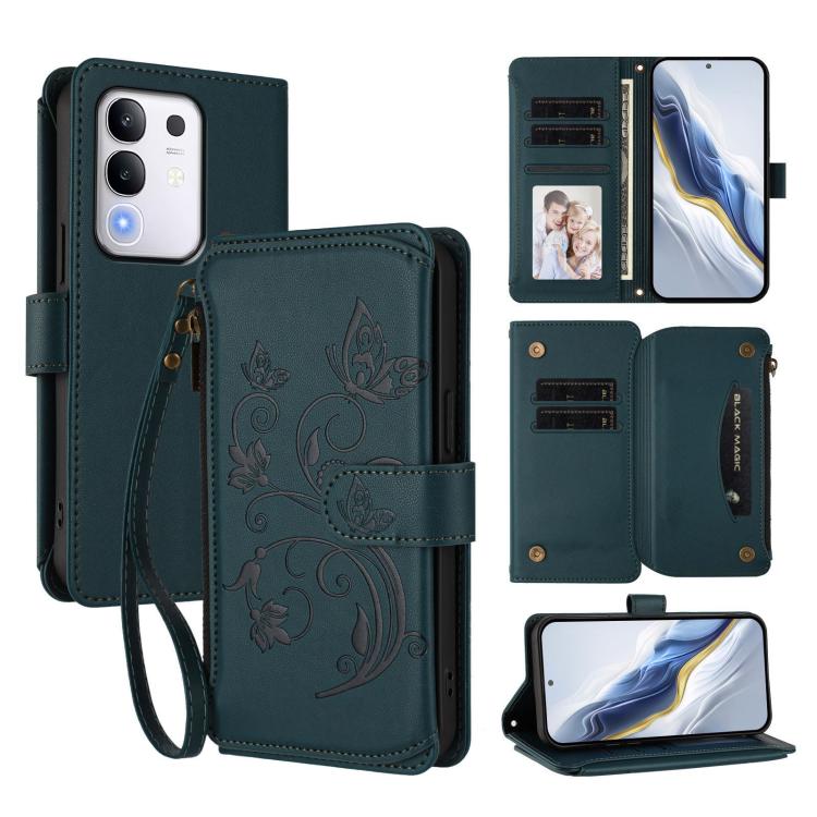 Butterfly Love Flower Multi-card Zipper Wallet Leather Phone Case, For vivo S30 Pro mini, For vivo S30, For vivo X200s, For vivo Y300 Pro+ 5G / iQOO Z10 5G, For vivo Y29 4G Global / T4x 5G, For vivo V50 5G Global / V50e 5G