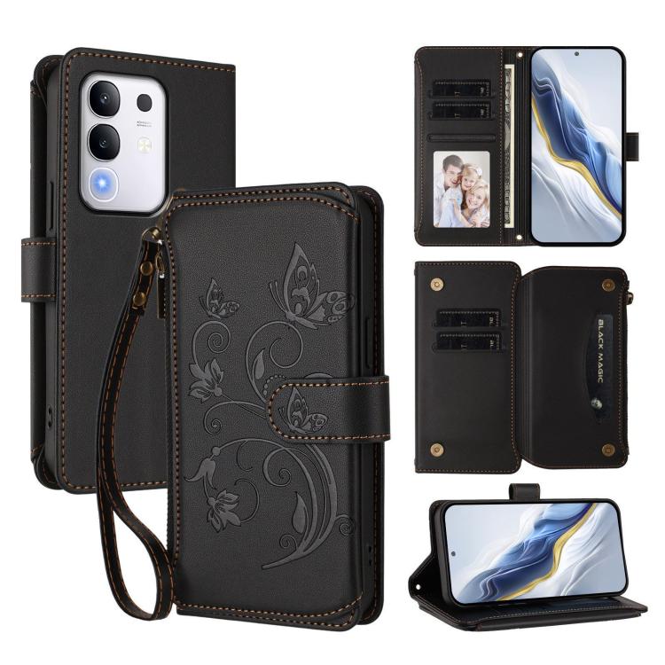 Butterfly Love Flower Multi-card Zipper Wallet Leather Phone Case, For vivo S30 Pro mini, For vivo S30, For vivo X200s, For vivo Y300 Pro+ 5G / iQOO Z10 5G, For vivo Y29 4G Global / T4x 5G, For vivo V50 5G Global / V50e 5G