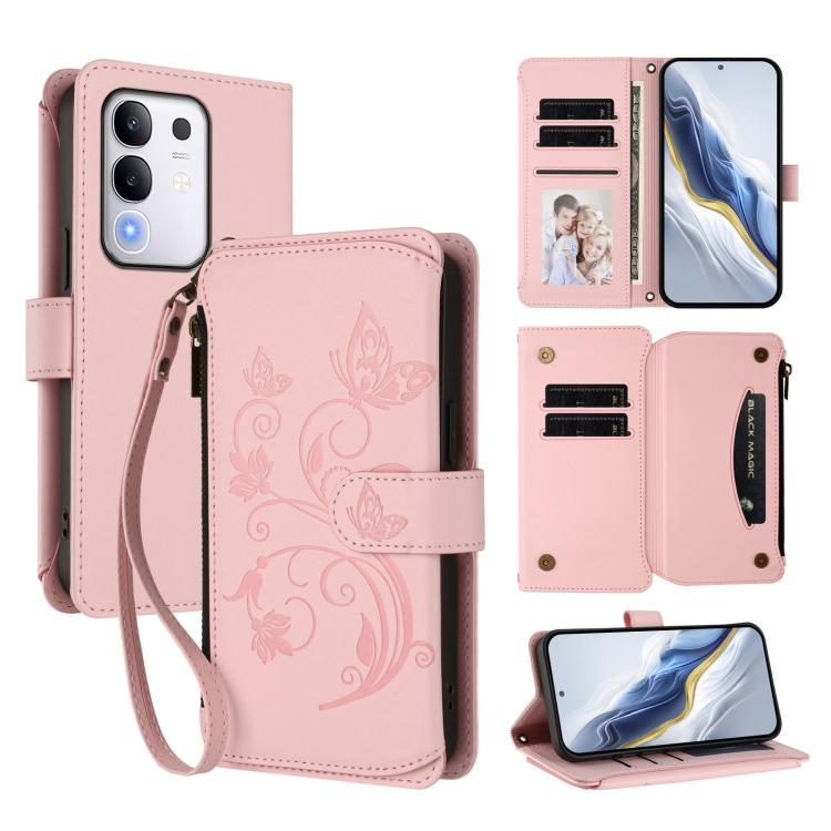 Butterfly Love Flower Multi-card Zipper Wallet Leather Phone Case, For vivo S30 Pro mini, For vivo S30, For vivo X200s, For vivo Y300 Pro+ 5G / iQOO Z10 5G, For vivo Y29 4G Global / T4x 5G, For vivo V50 5G Global / V50e 5G