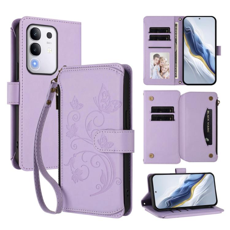 Butterfly Love Flower Multi-card Zipper Wallet Leather Phone Case, For vivo S30 Pro mini, For vivo S30, For vivo X200s, For vivo Y300 Pro+ 5G / iQOO Z10 5G, For vivo Y29 4G Global / T4x 5G, For vivo V50 5G Global / V50e 5G