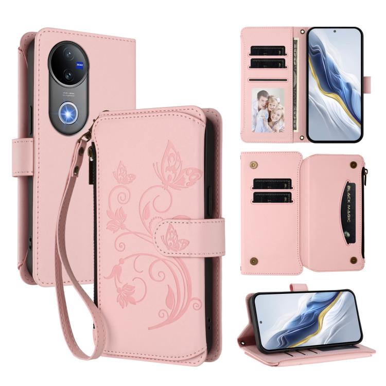 Butterfly Love Flower Multi-card Zipper Wallet Leather Phone Case, For vivo S30 Pro mini, For vivo S30, For vivo X200s, For vivo Y300 Pro+ 5G / iQOO Z10 5G, For vivo Y29 4G Global / T4x 5G, For vivo V50 5G Global / V50e 5G