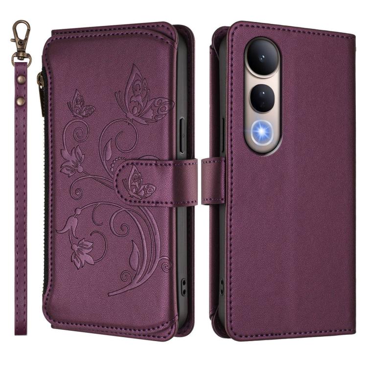 Butterfly Love Flower Multi-card Zipper Wallet Leather Phone Case, For vivo V50 Lite 5G Global /V50 Lite 4G, For vivo Y39 5G Global / Y300i 5G, For vivo Y29s 5G / Y04 5G Global, For vivo Y19s 4G Global / Y29 5G India, For vivo S20 5G, For vivo S20 Pro 5G