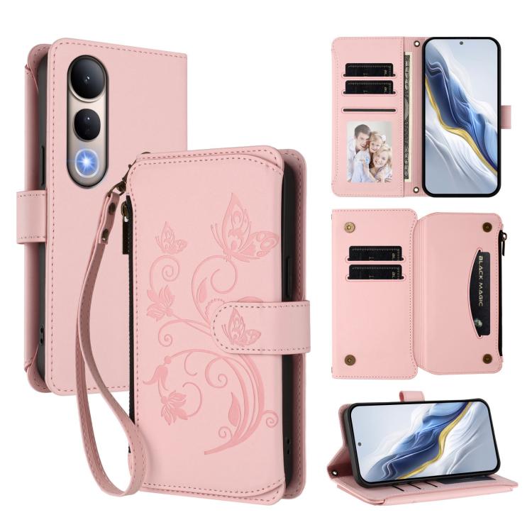 Butterfly Love Flower Multi-card Zipper Wallet Leather Phone Case, For vivo V50 Lite 5G Global /V50 Lite 4G, For vivo Y39 5G Global / Y300i 5G, For vivo Y29s 5G / Y04 5G Global, For vivo Y19s 4G Global / Y29 5G India, For vivo S20 5G, For vivo S20 Pro 5G