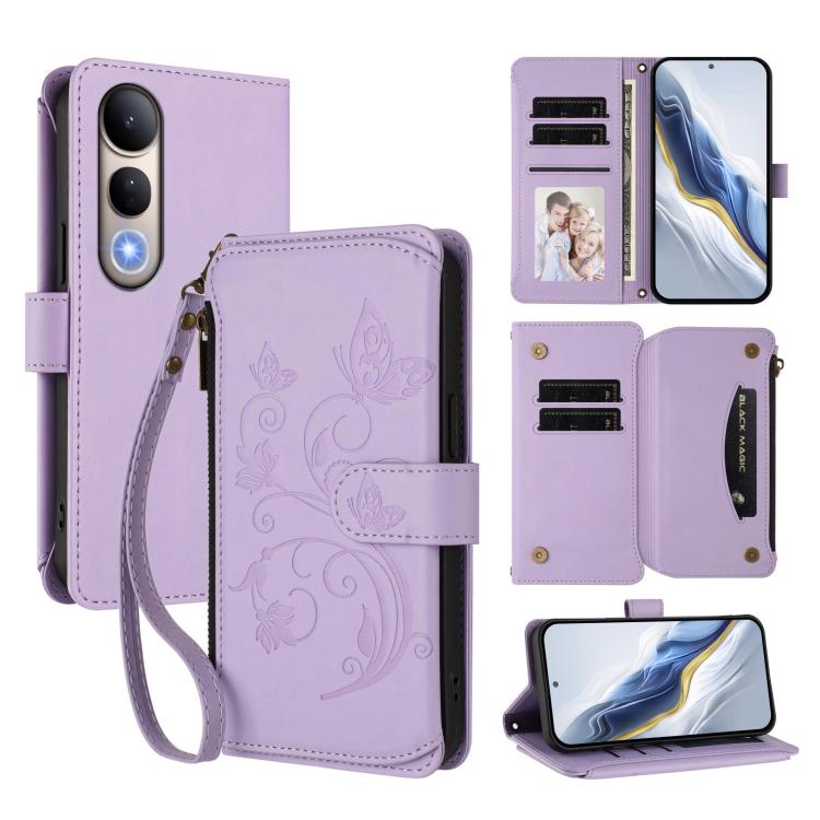Butterfly Love Flower Multi-card Zipper Wallet Leather Phone Case, For vivo V50 Lite 5G Global /V50 Lite 4G, For vivo Y39 5G Global / Y300i 5G, For vivo Y29s 5G / Y04 5G Global, For vivo Y19s 4G Global / Y29 5G India, For vivo S20 5G, For vivo S20 Pro 5G