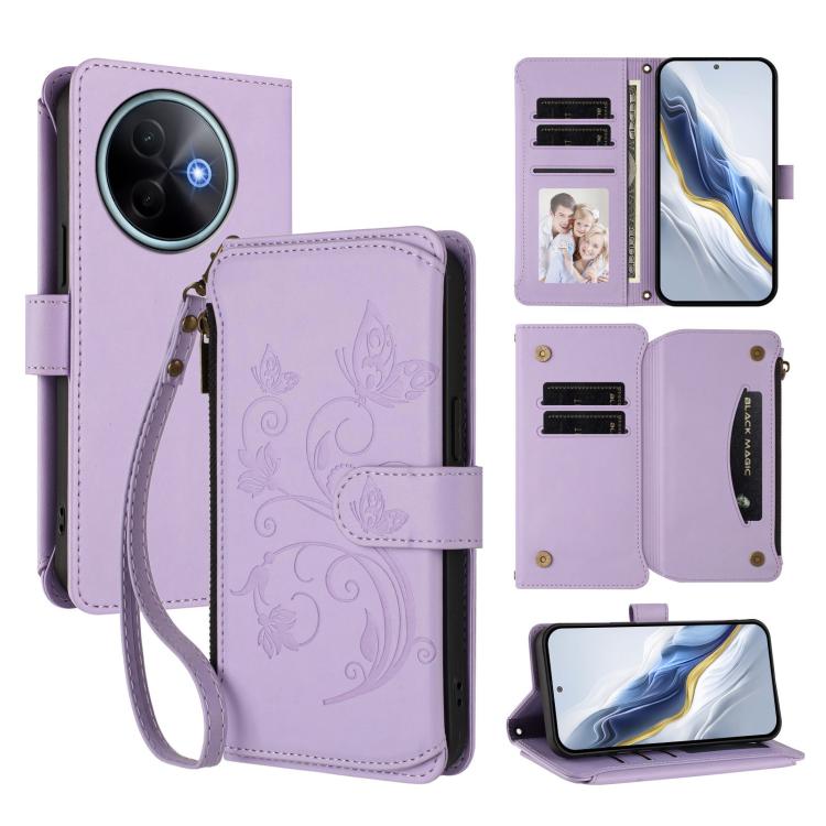 Butterfly Love Flower Multi-card Zipper Wallet Leather Phone Case, For vivo V50 Lite 5G Global /V50 Lite 4G, For vivo Y39 5G Global / Y300i 5G, For vivo Y29s 5G / Y04 5G Global, For vivo Y19s 4G Global / Y29 5G India, For vivo S20 5G, For vivo S20 Pro 5G