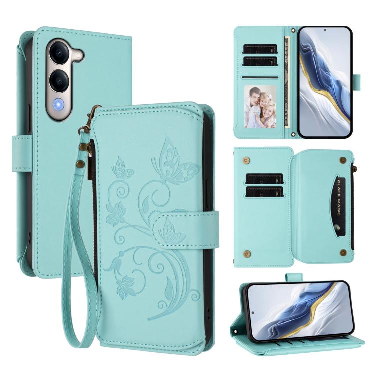 Butterfly Love Flower Multi-card Zipper Wallet Leather Phone Case, For vivo V50 Lite 5G Global /V50 Lite 4G, For vivo Y39 5G Global / Y300i 5G, For vivo Y29s 5G / Y04 5G Global, For vivo Y19s 4G Global / Y29 5G India, For vivo S20 5G, For vivo S20 Pro 5G