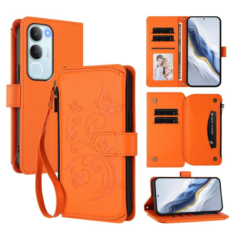 Butterfly Love Flower Multi-card Zipper Wallet Leather Phone Case, For vivo V50 Lite 5G Global /V50 Lite 4G, For vivo Y39 5G Global / Y300i 5G, For vivo Y29s 5G / Y04 5G Global, For vivo Y19s 4G Global / Y29 5G India, For vivo S20 5G, For vivo S20 Pro 5G