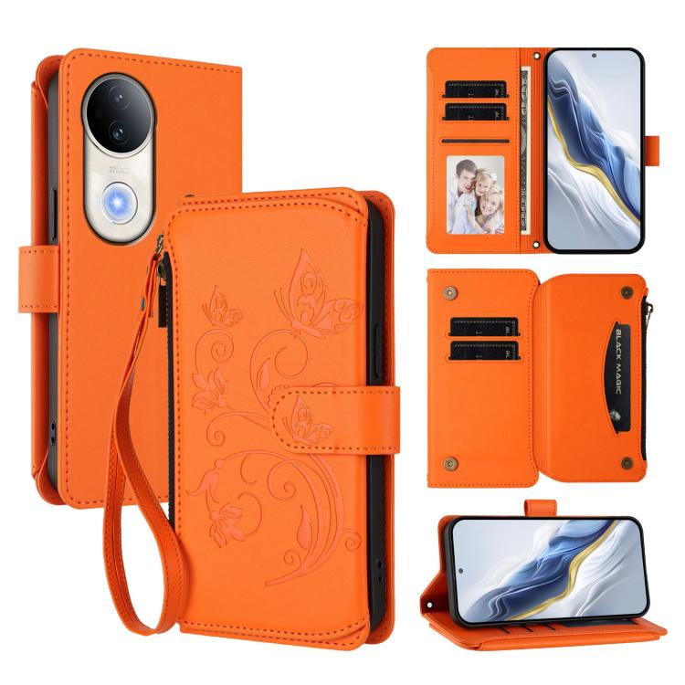 Butterfly Love Flower Multi-card Zipper Wallet Leather Phone Case, For vivo V50 Lite 5G Global /V50 Lite 4G, For vivo Y39 5G Global / Y300i 5G, For vivo Y29s 5G / Y04 5G Global, For vivo Y19s 4G Global / Y29 5G India, For vivo S20 5G, For vivo S20 Pro 5G