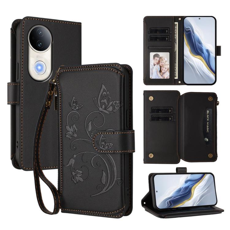 Butterfly Love Flower Multi-card Zipper Wallet Leather Phone Case, For vivo V50 Lite 5G Global /V50 Lite 4G, For vivo Y39 5G Global / Y300i 5G, For vivo Y29s 5G / Y04 5G Global, For vivo Y19s 4G Global / Y29 5G India, For vivo S20 5G, For vivo S20 Pro 5G