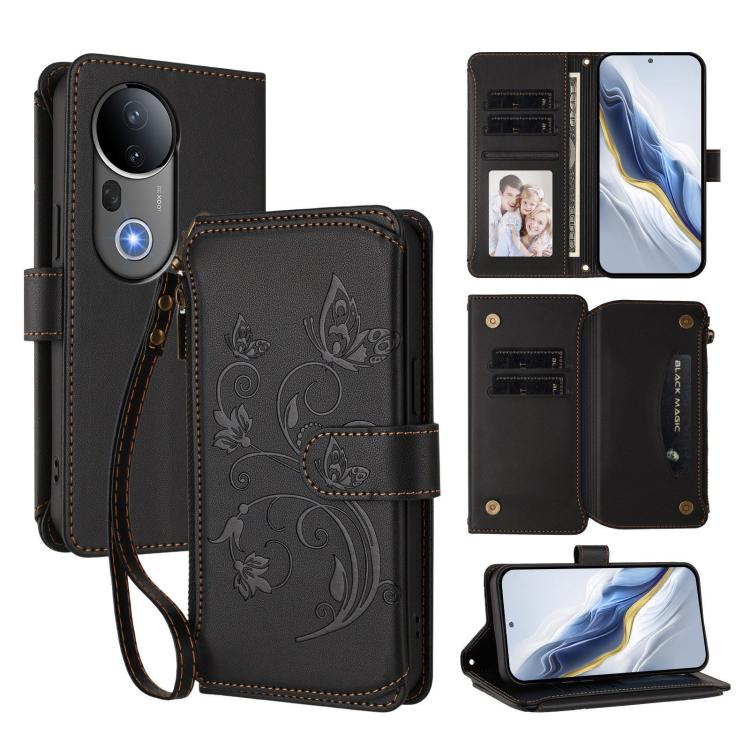 Butterfly Love Flower Multi-card Zipper Wallet Leather Phone Case, For vivo V50 Lite 5G Global /V50 Lite 4G, For vivo Y39 5G Global / Y300i 5G, For vivo Y29s 5G / Y04 5G Global, For vivo Y19s 4G Global / Y29 5G India, For vivo S20 5G, For vivo S20 Pro 5G