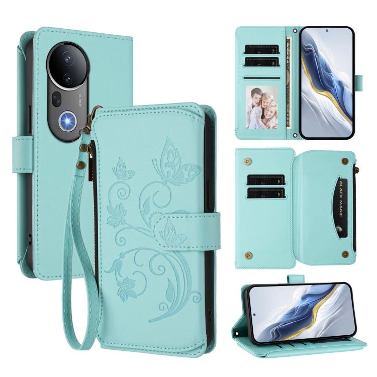 Butterfly Love Flower Multi-card Zipper Wallet Leather Phone Case, For vivo V50 Lite 5G Global /V50 Lite 4G, For vivo Y39 5G Global / Y300i 5G, For vivo Y29s 5G / Y04 5G Global, For vivo Y19s 4G Global / Y29 5G India, For vivo S20 5G, For vivo S20 Pro 5G