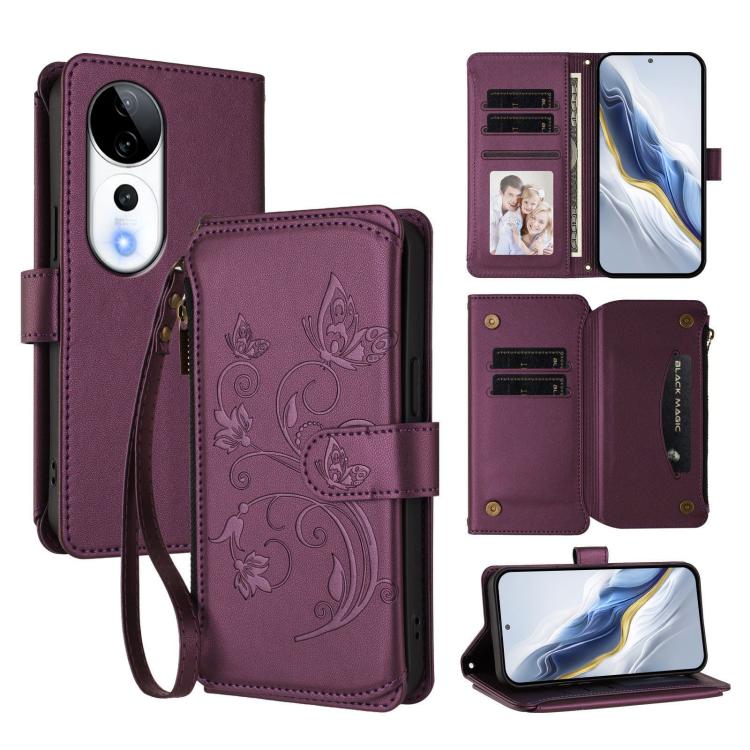 Butterfly Love Flower Multi-card Zipper Wallet Leather Phone Case, For vivo V40 5G / V40 Pro 5G, For vivo Y03 / Y18 Global / Y28s 5G, For vivo iQOO Z9s Pro 5G India / T3 Pro, For vivo V40 Lite 5G / V30e 5G, For vivo S19, For vivo Y28 4G Global