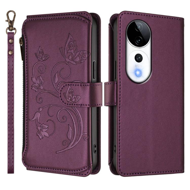 Butterfly Love Flower Multi-card Zipper Wallet Leather Phone Case, For vivo V40 5G / V40 Pro 5G, For vivo Y03 / Y18 Global / Y28s 5G, For vivo iQOO Z9s Pro 5G India / T3 Pro, For vivo V40 Lite 5G / V30e 5G, For vivo S19, For vivo Y28 4G Global