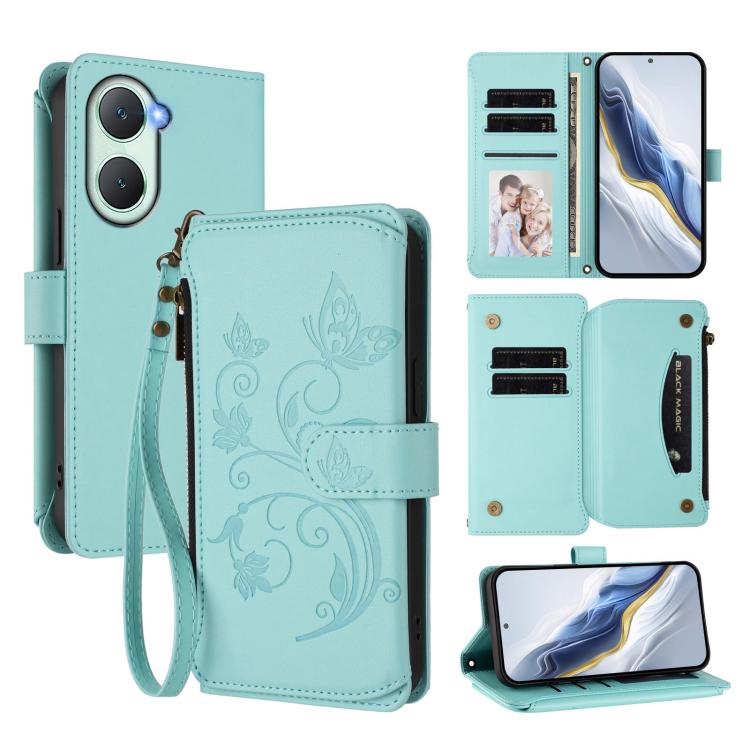 Butterfly Love Flower Multi-card Zipper Wallet Leather Phone Case, For vivo V40 5G / V40 Pro 5G, For vivo Y03 / Y18 Global / Y28s 5G, For vivo iQOO Z9s Pro 5G India / T3 Pro, For vivo V40 Lite 5G / V30e 5G, For vivo S19, For vivo Y28 4G Global