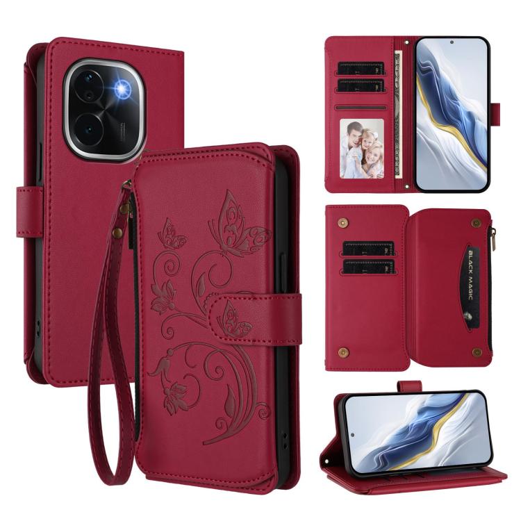 Butterfly Love Flower Multi-card Zipper Wallet Leather Phone Case, For vivo V40 5G / V40 Pro 5G, For vivo Y03 / Y18 Global / Y28s 5G, For vivo iQOO Z9s Pro 5G India / T3 Pro, For vivo V40 Lite 5G / V30e 5G, For vivo S19, For vivo Y28 4G Global