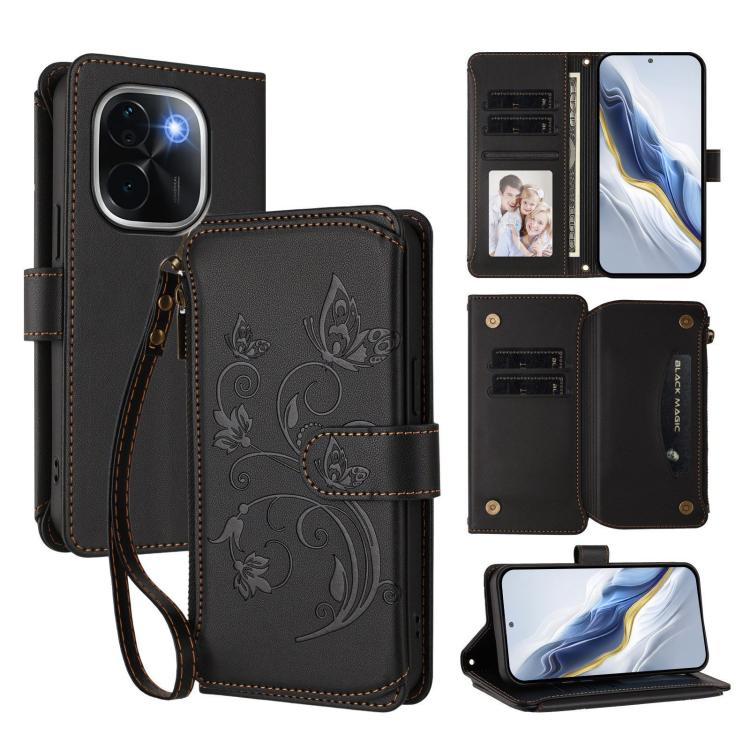 Butterfly Love Flower Multi-card Zipper Wallet Leather Phone Case, For vivo V40 5G / V40 Pro 5G, For vivo Y03 / Y18 Global / Y28s 5G, For vivo iQOO Z9s Pro 5G India / T3 Pro, For vivo V40 Lite 5G / V30e 5G, For vivo S19, For vivo Y28 4G Global