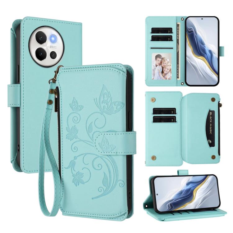 Butterfly Love Flower Multi-card Zipper Wallet Leather Phone Case, For vivo V40 5G / V40 Pro 5G, For vivo Y03 / Y18 Global / Y28s 5G, For vivo iQOO Z9s Pro 5G India / T3 Pro, For vivo V40 Lite 5G / V30e 5G, For vivo S19, For vivo Y28 4G Global