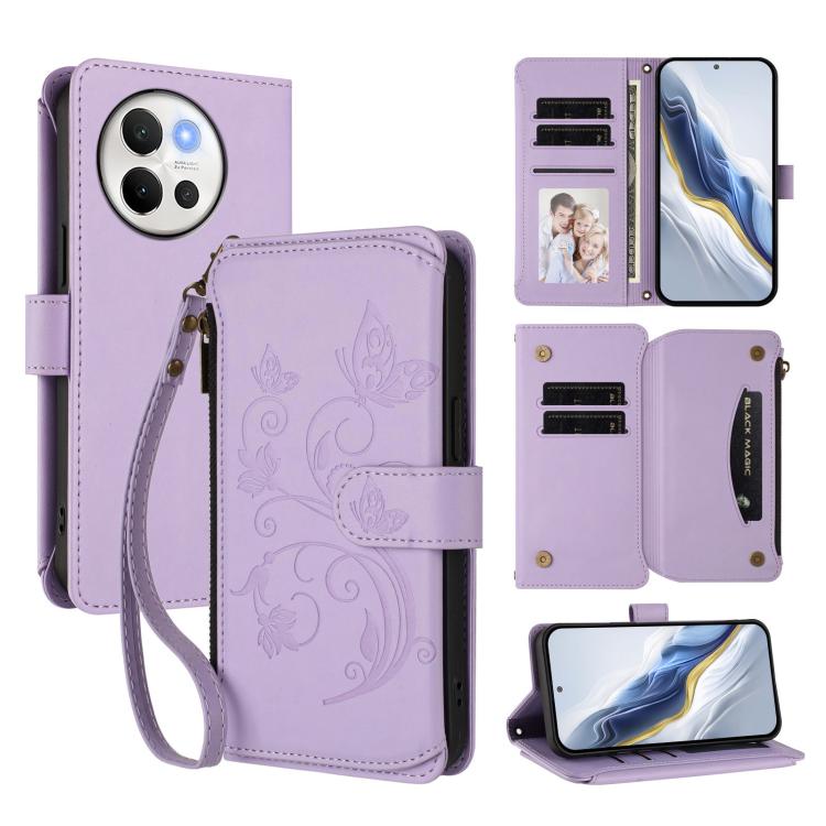 Butterfly Love Flower Multi-card Zipper Wallet Leather Phone Case, For vivo V40 5G / V40 Pro 5G, For vivo Y03 / Y18 Global / Y28s 5G, For vivo iQOO Z9s Pro 5G India / T3 Pro, For vivo V40 Lite 5G / V30e 5G, For vivo S19, For vivo Y28 4G Global