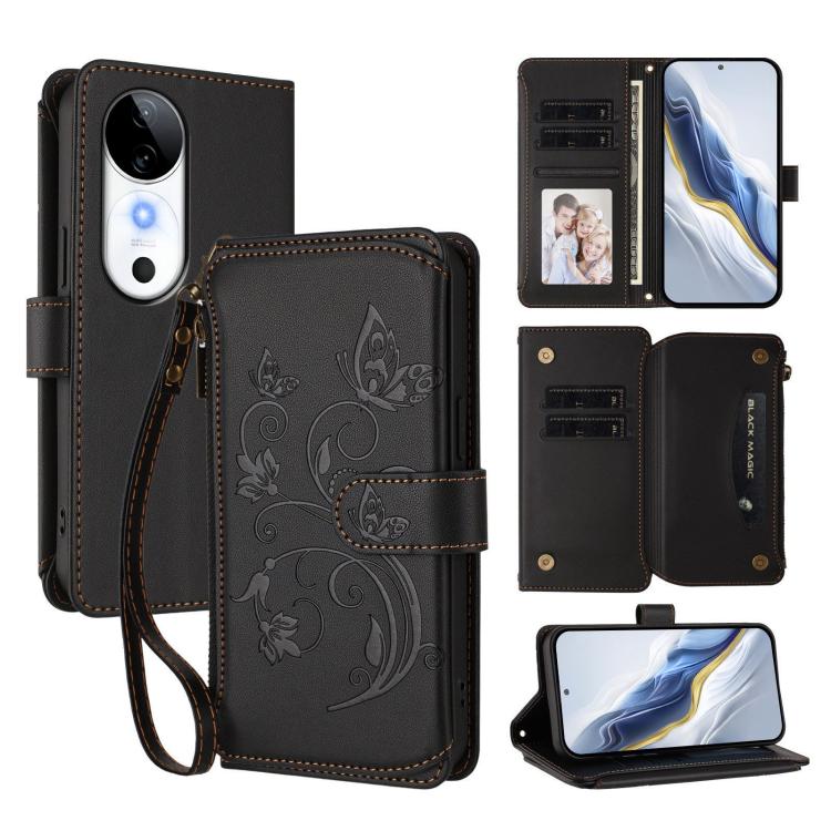 Butterfly Love Flower Multi-card Zipper Wallet Leather Phone Case, For vivo V40 5G / V40 Pro 5G, For vivo Y03 / Y18 Global / Y28s 5G, For vivo iQOO Z9s Pro 5G India / T3 Pro, For vivo V40 Lite 5G / V30e 5G, For vivo S19, For vivo Y28 4G Global