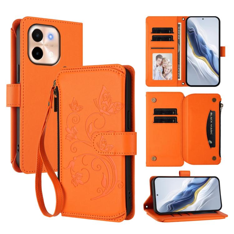 Butterfly Love Flower Multi-card Zipper Wallet Leather Phone Case, For vivo V40 5G / V40 Pro 5G, For vivo Y03 / Y18 Global / Y28s 5G, For vivo iQOO Z9s Pro 5G India / T3 Pro, For vivo V40 Lite 5G / V30e 5G, For vivo S19, For vivo Y28 4G Global