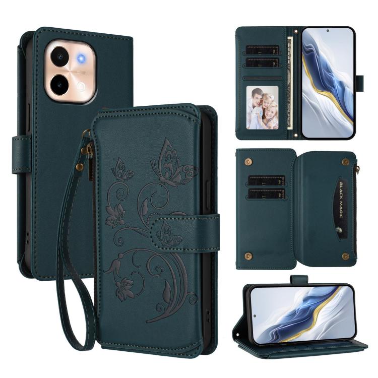 Butterfly Love Flower Multi-card Zipper Wallet Leather Phone Case, For vivo V40 5G / V40 Pro 5G, For vivo Y03 / Y18 Global / Y28s 5G, For vivo iQOO Z9s Pro 5G India / T3 Pro, For vivo V40 Lite 5G / V30e 5G, For vivo S19, For vivo Y28 4G Global
