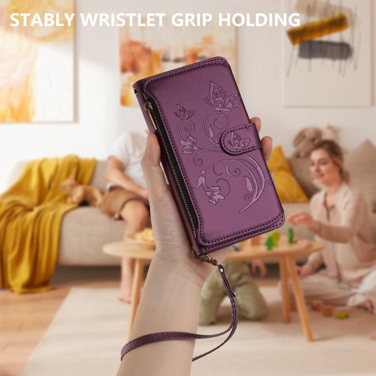 Butterfly Love Flower Multi-card Zipper Wallet Leather Phone Case, For vivo Y38 5G Global / T3X 5G, For vivo X100 Pro / X100s Pro, For vivo X100s 5G, For vivo iQOO Z9x, For vivo iQOO Neo Z9 / Z9 Pro Turbo 5G, For vivo S18 / S18 Pro 5G / V30 Pro