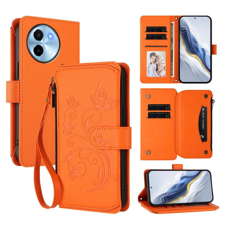 Butterfly Love Flower Multi-card Zipper Wallet Leather Phone Case, For vivo Y38 5G Global / T3X 5G, For vivo X100 Pro / X100s Pro, For vivo X100s 5G, For vivo iQOO Z9x, For vivo iQOO Neo Z9 / Z9 Pro Turbo 5G, For vivo S18 / S18 Pro 5G / V30 Pro