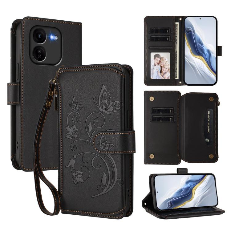 Butterfly Love Flower Multi-card Zipper Wallet Leather Phone Case, For vivo Y38 5G Global / T3X 5G, For vivo X100 Pro / X100s Pro, For vivo X100s 5G, For vivo iQOO Z9x, For vivo iQOO Neo Z9 / Z9 Pro Turbo 5G, For vivo S18 / S18 Pro 5G / V30 Pro