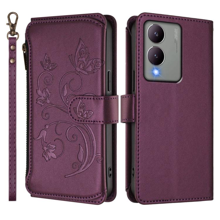 Butterfly Love Flower Multi-card Zipper Wallet Leather Phone Case, For vivo Y17s 4G / Y36 5G / Y33t 2023, For vivo V29e / Y200 / V30 Lite 5G, For vivo Y78 / Y36 4G Global, For vivo X100 5G, For vivo S17 / S17 Pro 5G / S17t 5G                           ...