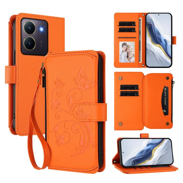 Butterfly Love Flower Multi-card Zipper Wallet Leather Phone Case, For vivo Y17s 4G / Y36 5G / Y33t 2023, For vivo V29e / Y200 / V30 Lite 5G, For vivo Y78 / Y36 4G Global, For vivo X100 5G, For vivo S17 / S17 Pro 5G / S17t 5G                           ...