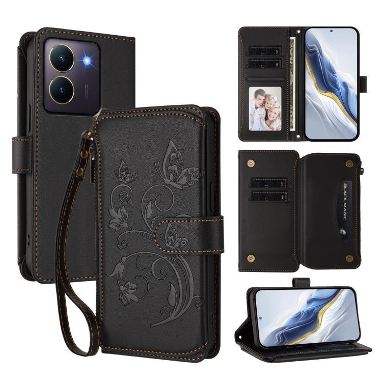 Butterfly Love Flower Multi-card Zipper Wallet Leather Phone Case, For vivo Y17s 4G / Y36 5G / Y33t 2023, For vivo V29e / Y200 / V30 Lite 5G, For vivo Y78 / Y36 4G Global, For vivo X100 5G, For vivo S17 / S17 Pro 5G / S17t 5G                           ...