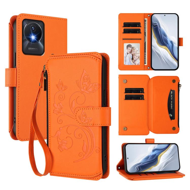 Butterfly Love Flower Multi-card Zipper Wallet Leather Phone Case, For vivo Y02A 4G / Y11 2023 / Y02t, For vivo Y78+ 5G Global / V29 Lite, For vivo Y100 India / Y100A Global, For vivo Y56 5G Global / Y16 4G Global, For vivo S16 / V27 5G / V27 Pro 5G   ...