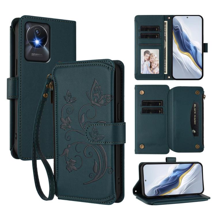 Butterfly Love Flower Multi-card Zipper Wallet Leather Phone Case, For vivo Y02A 4G / Y11 2023 / Y02t, For vivo Y78+ 5G Global / V29 Lite, For vivo Y100 India / Y100A Global, For vivo Y56 5G Global / Y16 4G Global, For vivo S16 / V27 5G / V27 Pro 5G   ...