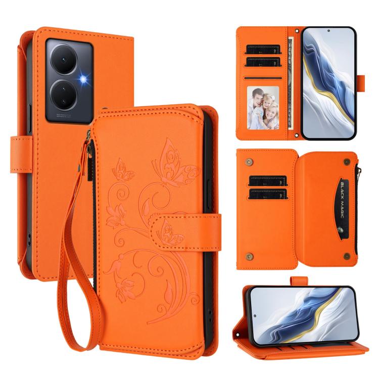 Butterfly Love Flower Multi-card Zipper Wallet Leather Phone Case, For vivo Y02A 4G / Y11 2023 / Y02t, For vivo Y78+ 5G Global / V29 Lite, For vivo Y100 India / Y100A Global, For vivo Y56 5G Global / Y16 4G Global, For vivo S16 / V27 5G / V27 Pro 5G   ...