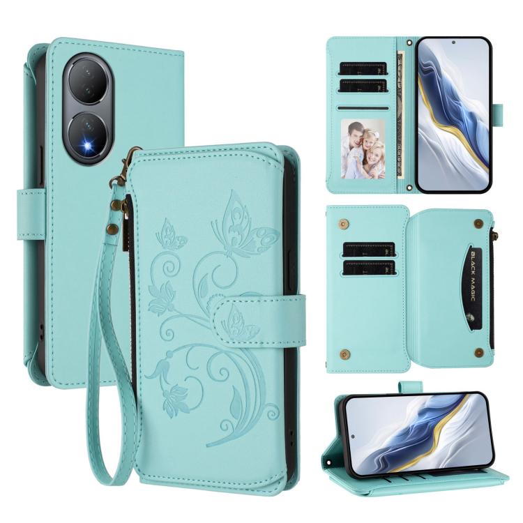 Butterfly Love Flower Multi-card Zipper Wallet Leather Phone Case, For vivo Y02A 4G / Y11 2023 / Y02t, For vivo Y78+ 5G Global / V29 Lite, For vivo Y100 India / Y100A Global, For vivo Y56 5G Global / Y16 4G Global, For vivo S16 / V27 5G / V27 Pro 5G   ...