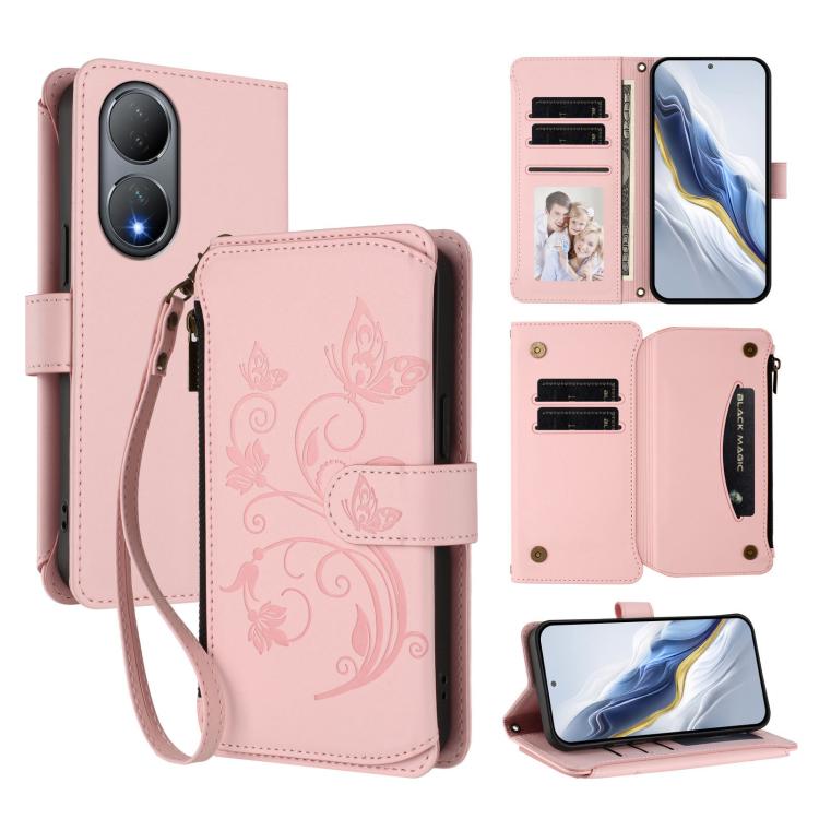 Butterfly Love Flower Multi-card Zipper Wallet Leather Phone Case, For vivo Y02A 4G / Y11 2023 / Y02t, For vivo Y78+ 5G Global / V29 Lite, For vivo Y100 India / Y100A Global, For vivo Y56 5G Global / Y16 4G Global, For vivo S16 / V27 5G / V27 Pro 5G   ...