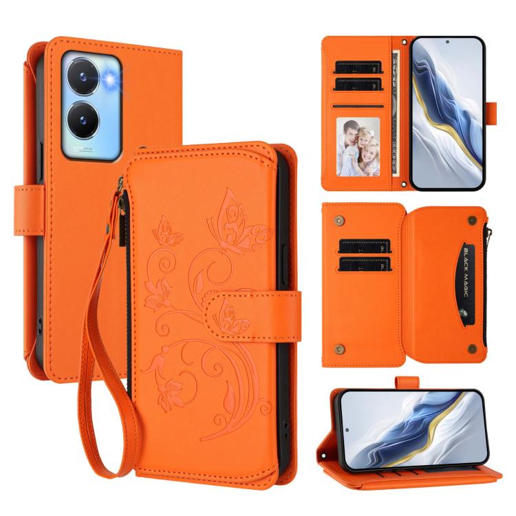 Butterfly Love Flower Multi-card Zipper Wallet Leather Phone Case, For vivo Y02A 4G / Y11 2023 / Y02t, For vivo Y78+ 5G Global / V29 Lite, For vivo Y100 India / Y100A Global, For vivo Y56 5G Global / Y16 4G Global, For vivo S16 / V27 5G / V27 Pro 5G   ...