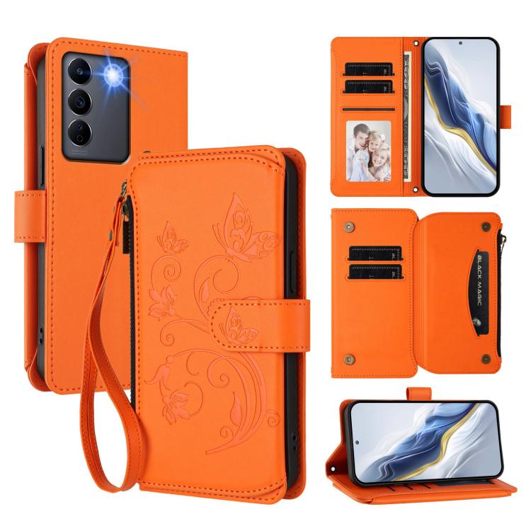 Butterfly Love Flower Multi-card Zipper Wallet Leather Phone Case, For vivo Y02A 4G / Y11 2023 / Y02t, For vivo Y78+ 5G Global / V29 Lite, For vivo Y100 India / Y100A Global, For vivo Y56 5G Global / Y16 4G Global, For vivo S16 / V27 5G / V27 Pro 5G   ...
