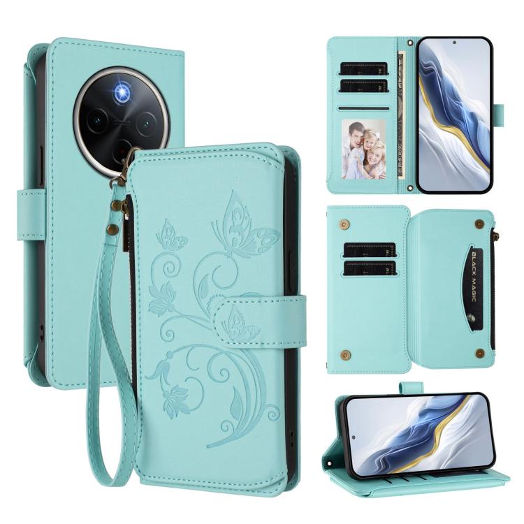 Butterfly Love Flower Multi-card Zipper Wallet Leather Phone Case, For vivo S30 Pro mini, For vivo S30, For vivo X200s, For vivo Y300 Pro+ 5G / iQOO Z10 5G, For vivo Y29 4G Global / T4x 5G, For vivo V50 5G Global / V50e 5G