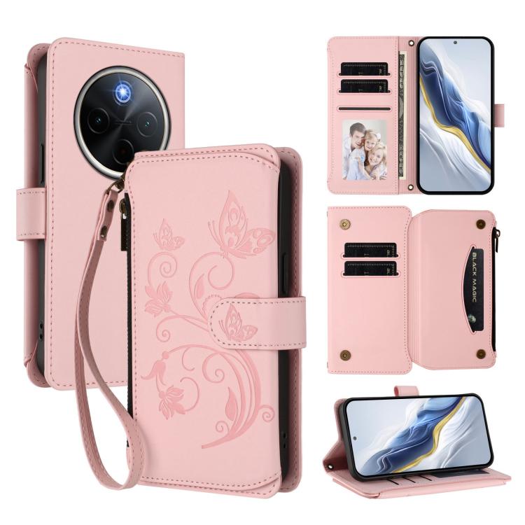 Butterfly Love Flower Multi-card Zipper Wallet Leather Phone Case, For vivo S30 Pro mini, For vivo S30, For vivo X200s, For vivo Y300 Pro+ 5G / iQOO Z10 5G, For vivo Y29 4G Global / T4x 5G, For vivo V50 5G Global / V50e 5G