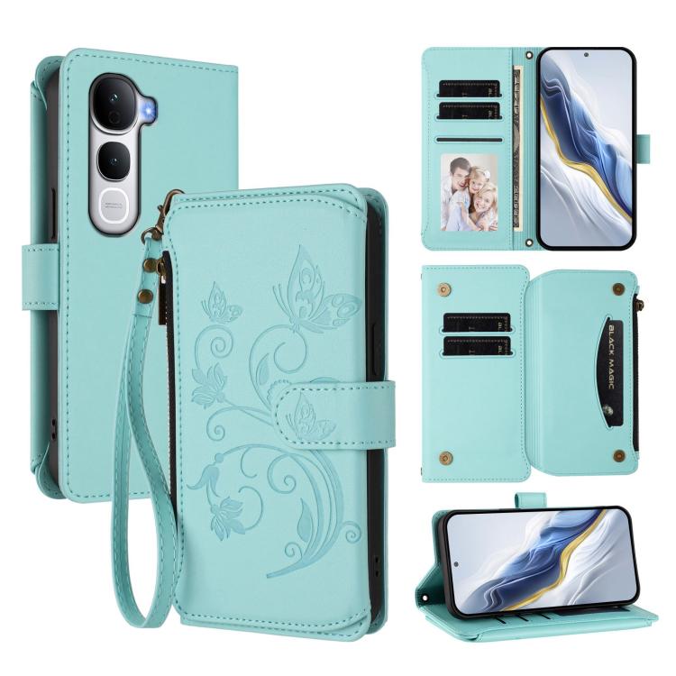 Butterfly Love Flower Multi-card Zipper Wallet Leather Phone Case, For vivo V60 Lite 5G Global, For vivo Y400 5G Global, For vivo Y400 4G, For vivo iQOO Neo 10+, For vivo V60 5G Curved Global, For vivo Y400 Pro 5G