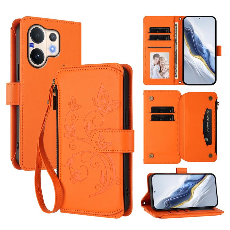 Butterfly Love Flower Multi-card Zipper Wallet Leather Phone Case, For vivo V60 Lite 5G Global, For vivo Y400 5G Global, For vivo Y400 4G, For vivo iQOO Neo 10+, For vivo V60 5G Curved Global, For vivo Y400 Pro 5G