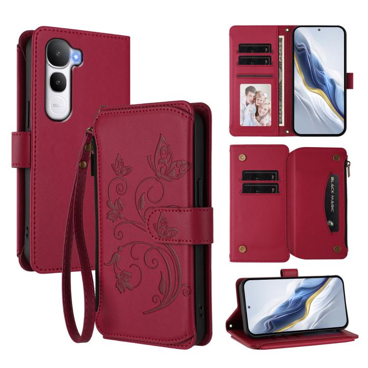 Butterfly Love Flower Multi-card Zipper Wallet Leather Phone Case, For vivo V60 Lite 5G Global, For vivo Y400 5G Global, For vivo Y400 4G, For vivo iQOO Neo 10+, For vivo V60 5G Curved Global, For vivo Y400 Pro 5G