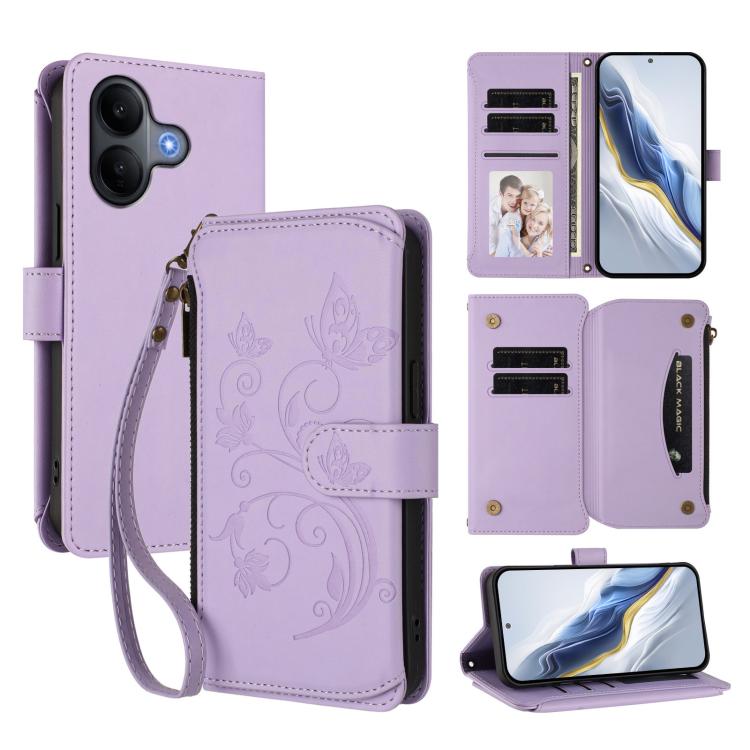 Butterfly Love Flower Multi-card Zipper Wallet Leather Phone Case, For vivo V60 Lite 5G Global, For vivo Y400 5G Global, For vivo Y400 4G, For vivo iQOO Neo 10+, For vivo V60 5G Curved Global, For vivo Y400 Pro 5G
