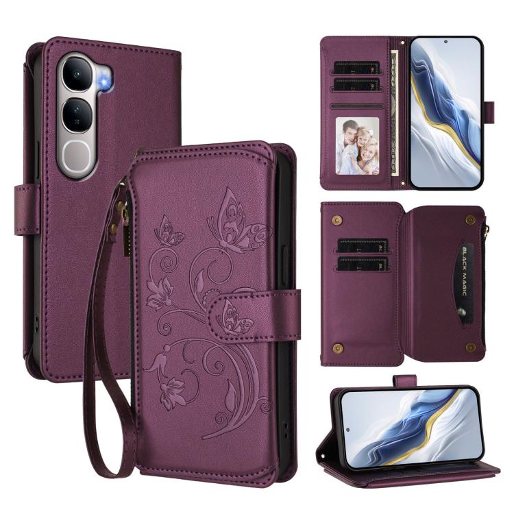 Butterfly Love Flower Multi-card Zipper Wallet Leather Phone Case, For vivo S50 Pro mini / X300 FE 5G Russia, For vivo Y21 5G 2026 / Y05 4G / Y11d, For vivo V70 FE 5G, For vivo X300 Pro, For vivo X300, For vivo Y31 5G Global