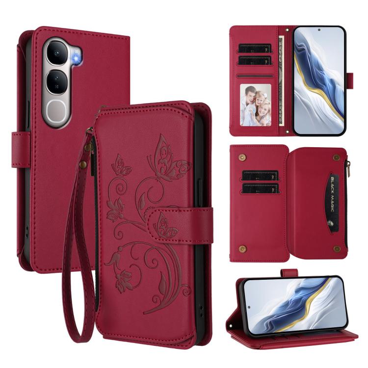 Butterfly Love Flower Multi-card Zipper Wallet Leather Phone Case, For vivo S50 Pro mini / X300 FE 5G Russia, For vivo Y21 5G 2026 / Y05 4G / Y11d, For vivo V70 FE 5G, For vivo X300 Pro, For vivo X300, For vivo Y31 5G Global