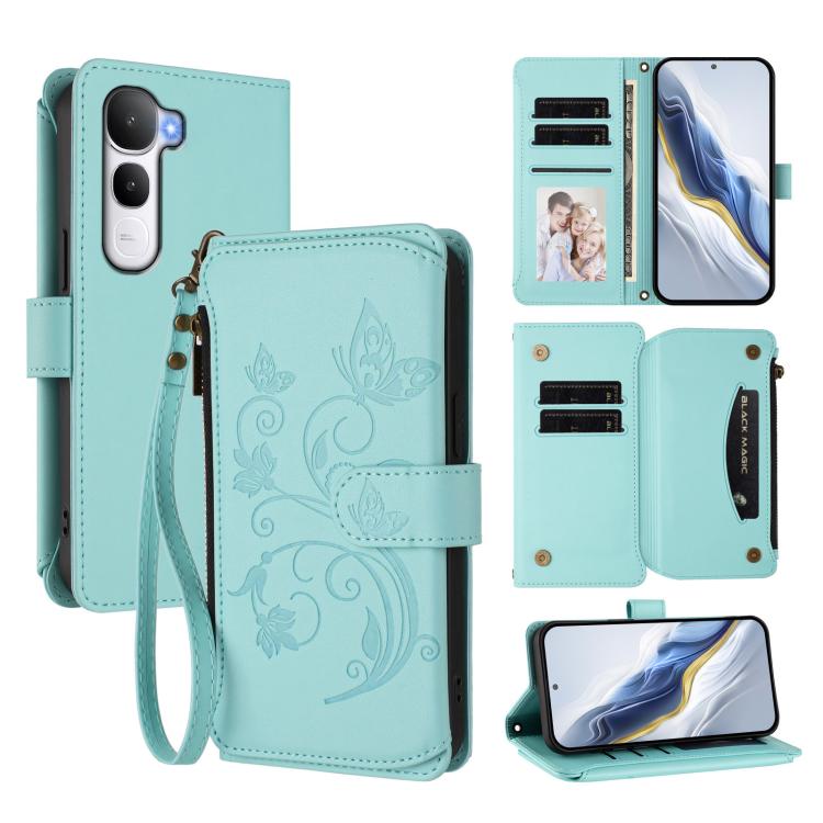 Butterfly Love Flower Multi-card Zipper Wallet Leather Phone Case, For vivo V60 Lite 5G Global, For vivo Y400 5G Global, For vivo Y400 4G, For vivo iQOO Neo 10+, For vivo V60 5G Curved Global, For vivo Y400 Pro 5G