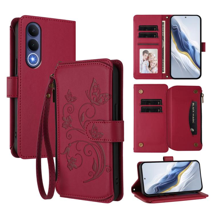 Butterfly Love Flower Multi-card Zipper Wallet Leather Phone Case, For vivo S50 Pro mini / X300 FE 5G Russia, For vivo Y21 5G 2026 / Y05 4G / Y11d, For vivo V70 FE 5G, For vivo X300 Pro, For vivo X300, For vivo Y31 5G Global