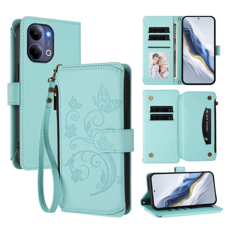 Butterfly Love Flower Multi-card Zipper Wallet Leather Phone Case, For vivo S50 Pro mini / X300 FE 5G Russia, For vivo Y21 5G 2026 / Y05 4G / Y11d, For vivo V70 FE 5G, For vivo X300 Pro, For vivo X300, For vivo Y31 5G Global