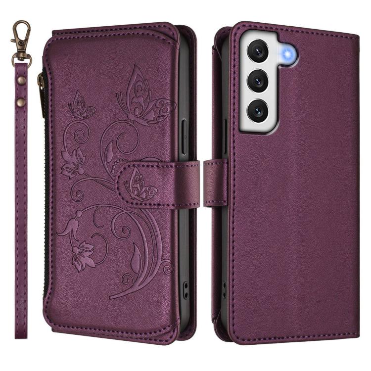 Butterfly Love Flower Multi-card Zipper Wallet Leather Phone Case, For Galaxy S22 5G, For Galaxy S21 FE 5G, For Galaxy S21 5G, For Galaxy S21+ 5G, For Galaxy S21 Ultra 5G, For Galaxy Note20 Ultra